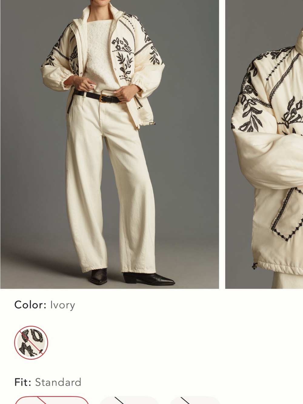 By Anthropologie Embroidered Puffer Coat - Picture 2 of 3